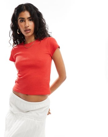 waffle baby tee in red
