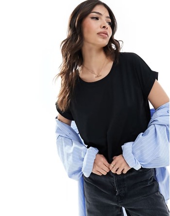 soft round neck t-shirt in black