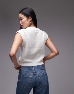 knitted cable clean tank in ivory