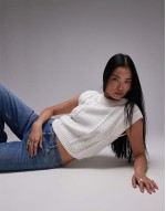 knitted cable clean tank in ivory