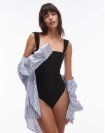 textured swimsuit in black