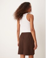 mix and match tailored wrap front mini skirt in brown pin stripe