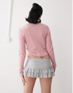 low rise jersey knit frill mini skirt in grey