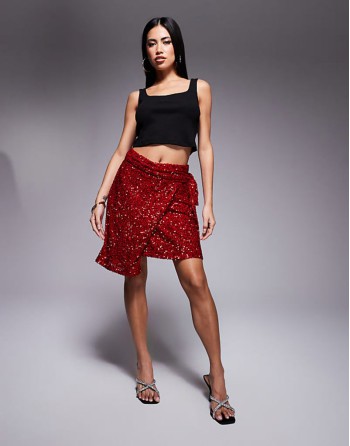 Jaspre embellished mini skirt in red