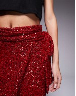 Jaspre embellished mini skirt in red