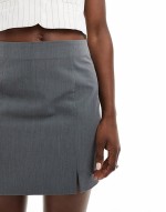tailored mini skirt with splits in grey