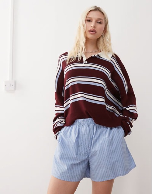 relaxed fit shorts in blue stripe