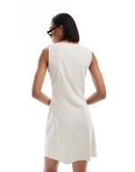 Tall mini button through waistcoat dress in oat