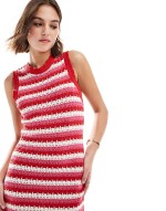 maxi knit dress in red and white stripe