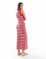 maxi knit dress in red and white stripe
