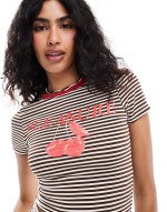 striped cherry print baby tee