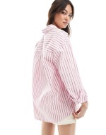 oversized contrast striped shirt in pink