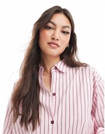 oversized contrast striped shirt in pink