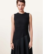 Pia drop hem satin maxi dress in black