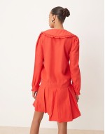 collar mini dress in red