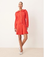 collar mini dress in red