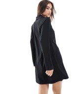 collared mini shift dress in black