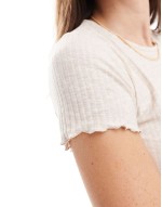 cropped lettuce edge t-shirt in stone