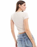cropped lettuce edge t-shirt in stone