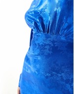 satin maxi dress with kimono sve in blue
