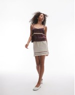 satin lace cami in wine with apricot lace
